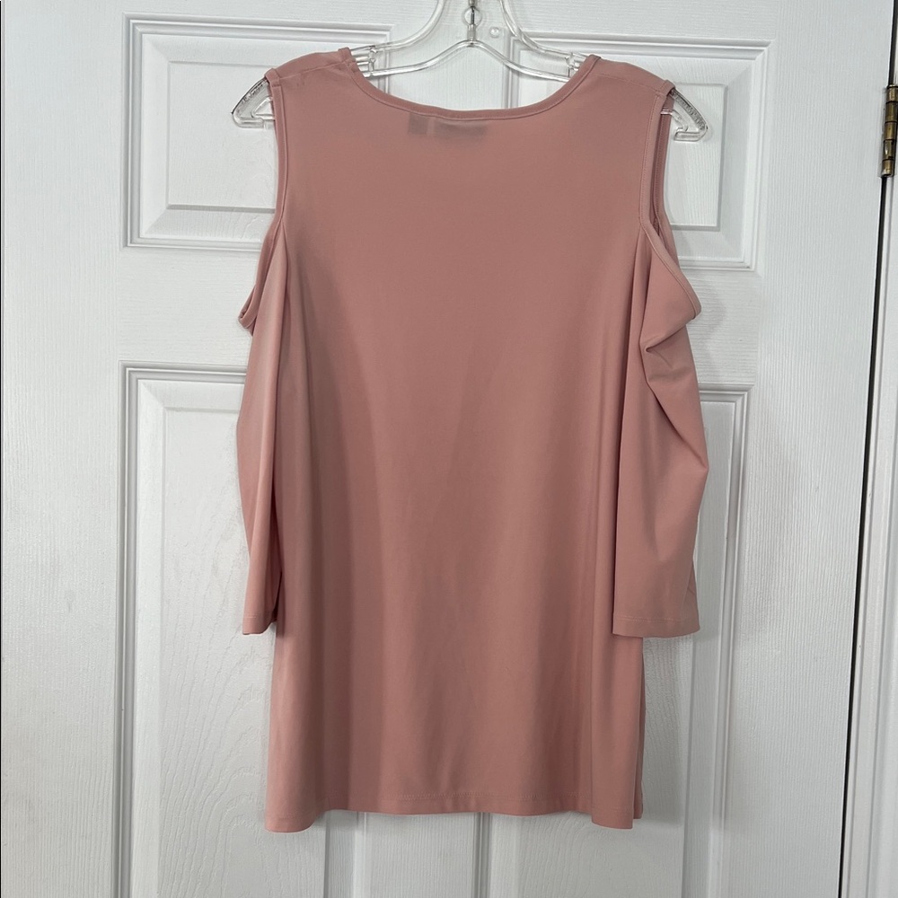 Nina Leonard Dusty Rose Cold-Shoulder Long Sleeve Top - Picture 4 of 4